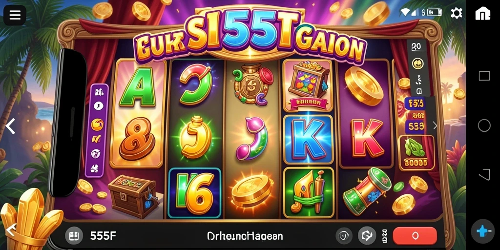 Tampilan menarik permainan slot 555F dengan berbagai tema.