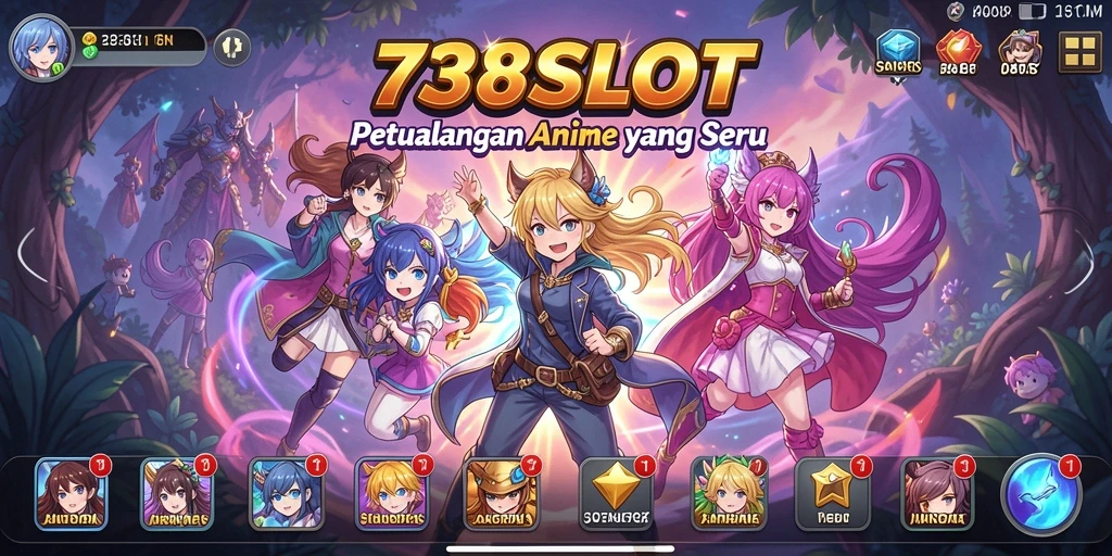 Gameplay seru 738SLOT dengan karakter Anime favorit.
