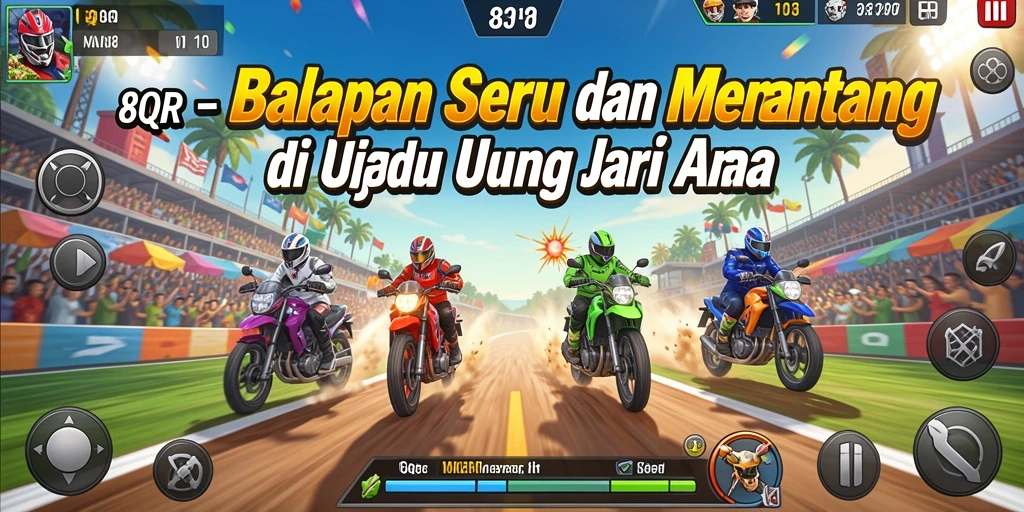 Tampilan balapan seru dalam 8QR dengan grafik menakjubkan.
