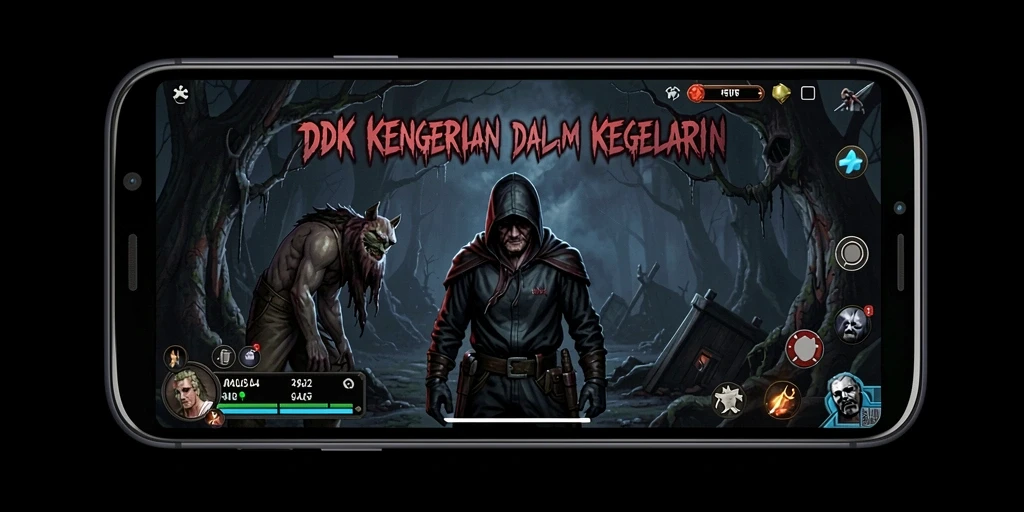 Screenshot menampilkan gameplay menegangkan DKK dengan karakter yang terjebak dalam kegelapan.