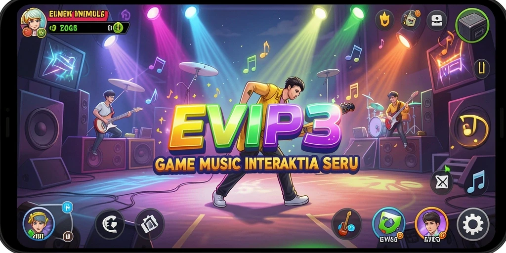 Tampilan gameplay EVIP3 dengan alat musik seru dan interaktif.