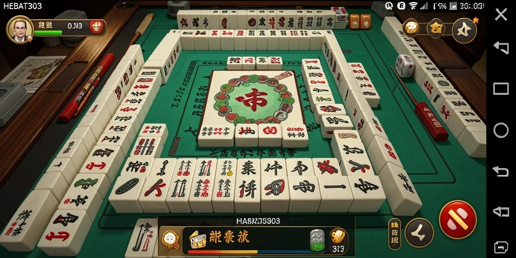 Tampilan gameplay Mahjong yang menarik dan menantang di HEBAT303.