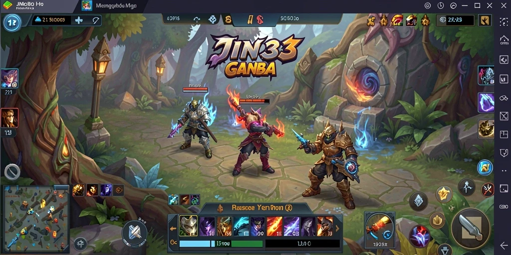 Screenshot gameplay JIN33 menampilkan aksi seru pertarungan antara karakter.
