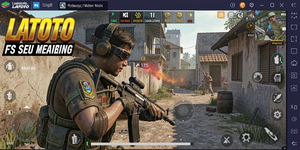 Tampilan gameplay seru dalam pertempuran FPS LATOTO.