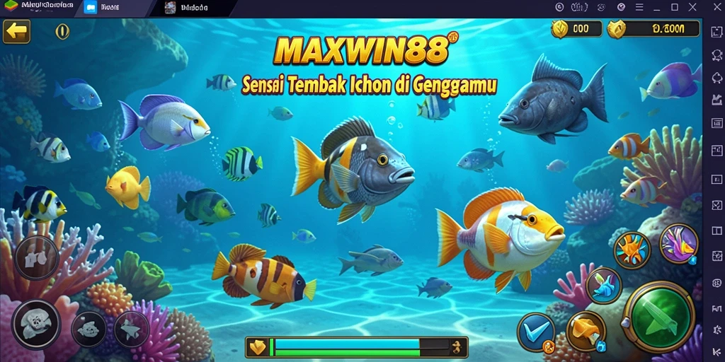 Gameplay seru MAXWIN88 dengan grafis menawan saat menembak ikan.