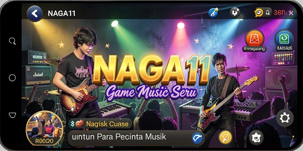 Tampilan gameplay NAGA11 yang menarik dengan irama musik.