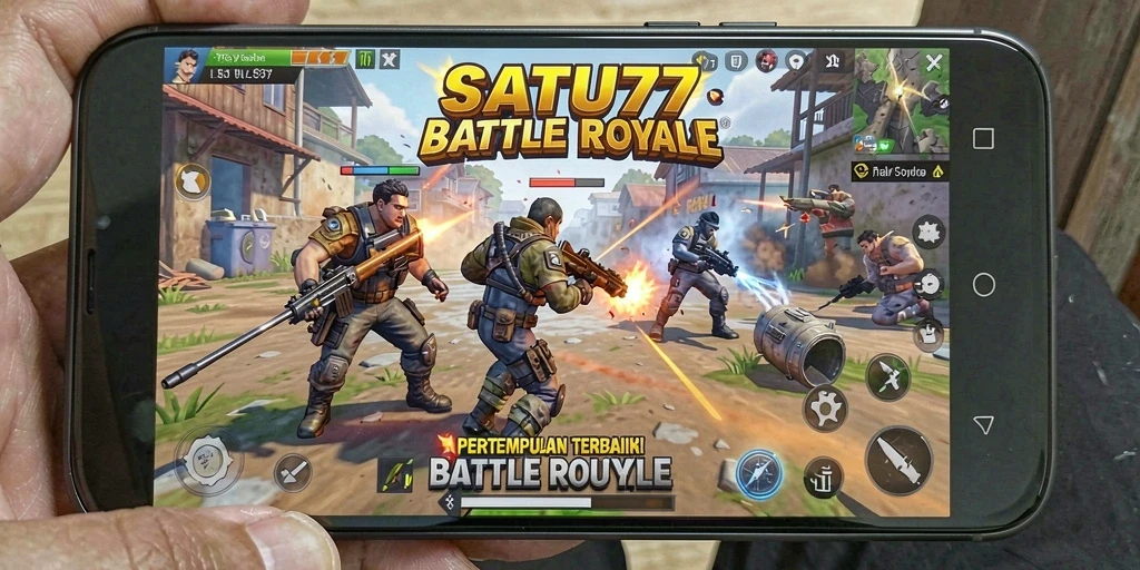 Tampilan gameplay SATU77 yang mendebarkan di medan perang Battle Royale.