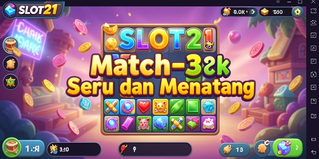 Tangkapan layar permainan SLOT21 dengan gameplay Match-3 yang seru.